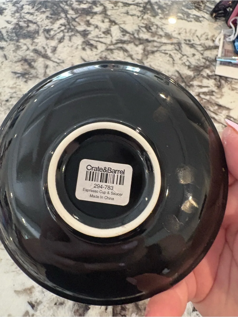 Set of (5) Crate & Barrel Black Saucer Plates